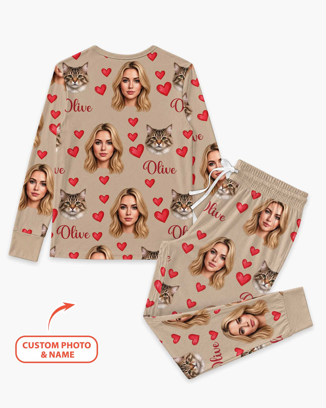 Custom Face Family Matching Bamboo Women Pajama Set