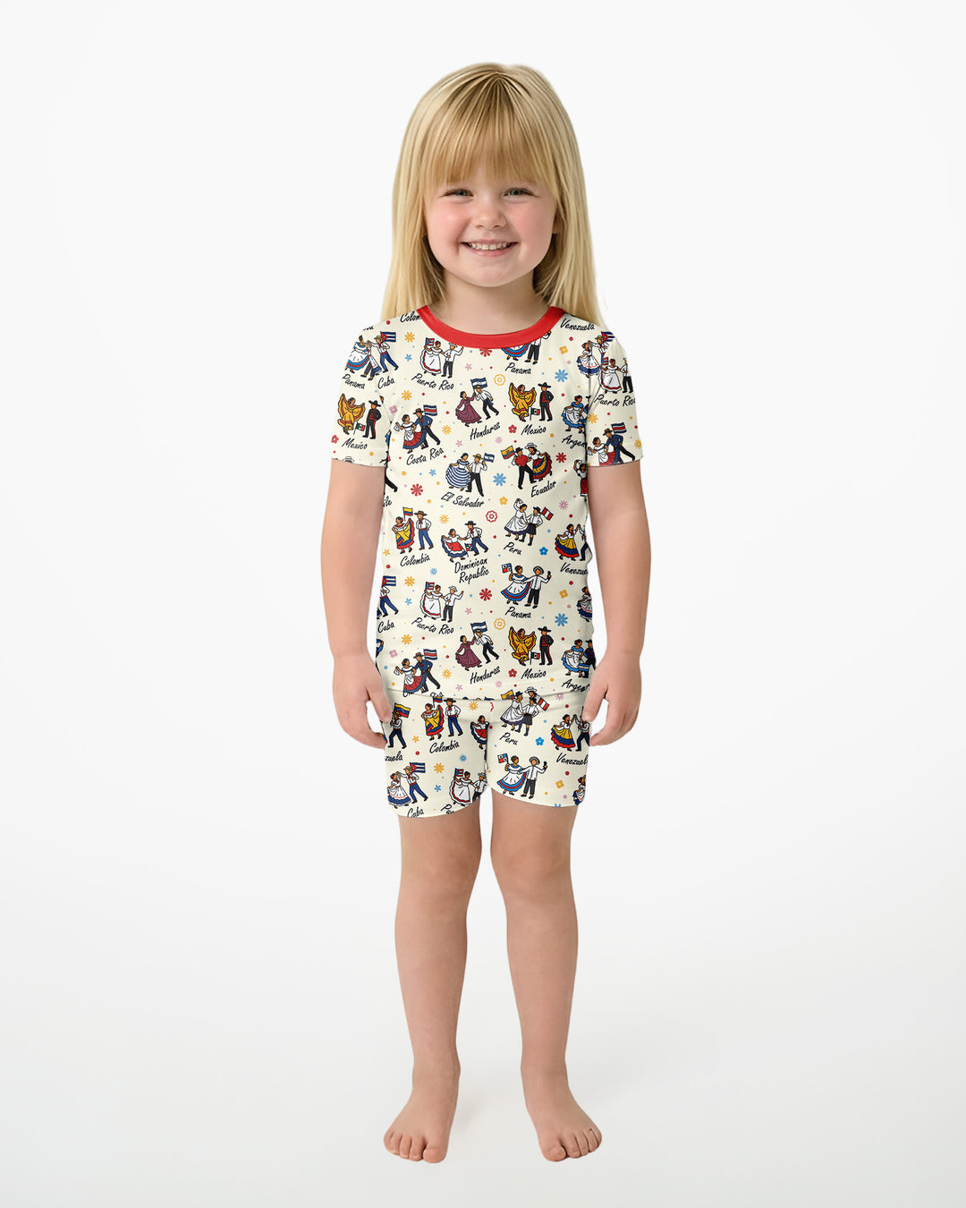 Template Zweiteiliges Pyjama-Set mit kurzen Ärmeln und Shorts