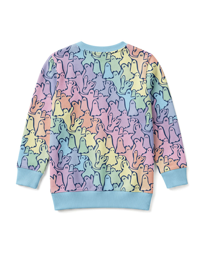 Pastel Rainbow Ghost Halloween Bamboo Crewneck Sweatshirt