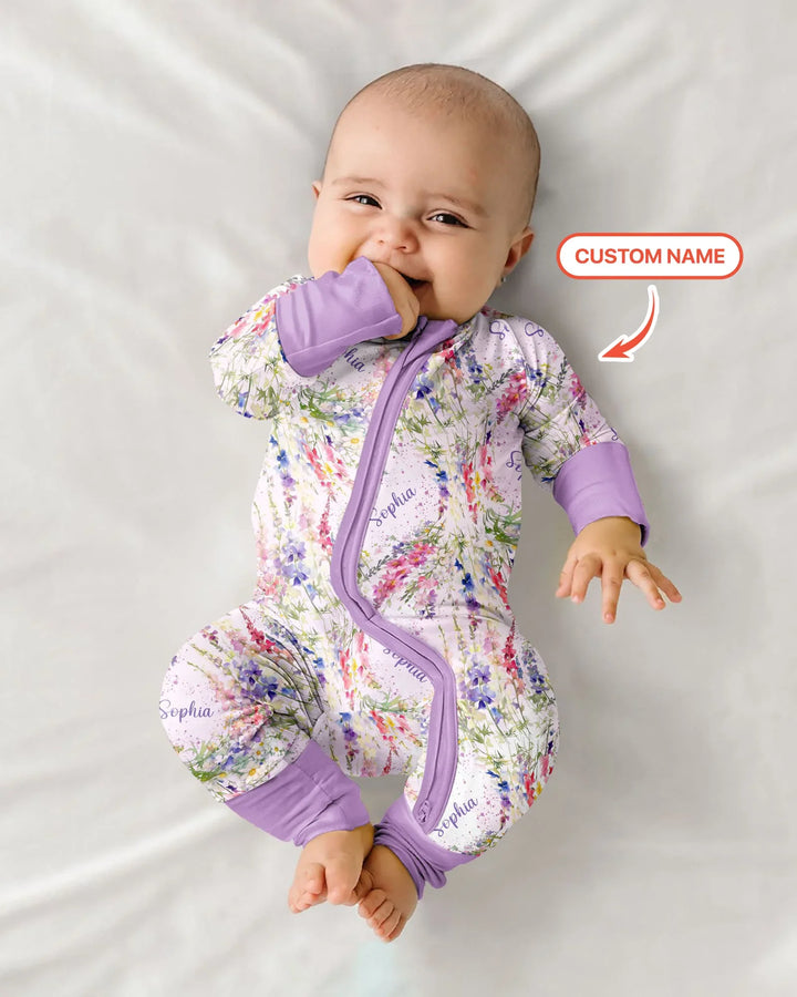 Custom Name Birth Month Flowers Bamboo Convertible Zippy