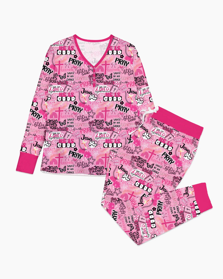 Pink Faith & Grace  Bamboo Women Pajama Set