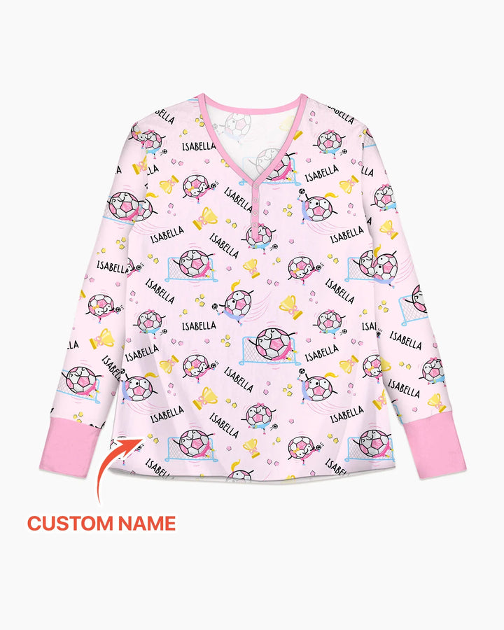 Personalisierter Name Fußball Papa Team Passender Bambus Damen Schlafanzug