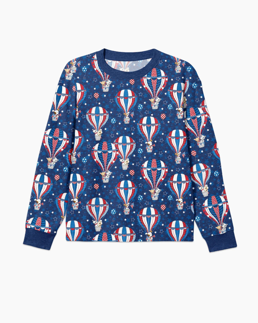 Patriotic Pups in Hot Air Balloons Family Matching Bamboo Men's Pajama Set