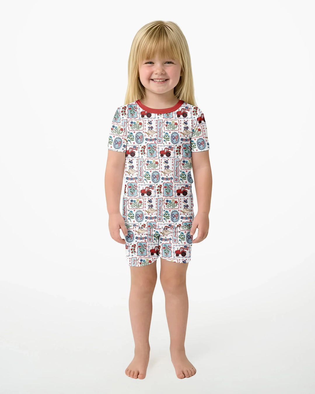 Template Zweiteiliges Pyjama-Set mit kurzen Ärmeln und Shorts