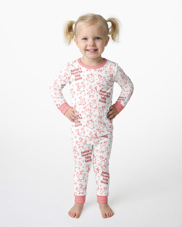 Auntie's Favorite Silly Goose Bamboo Two Piece Long Sleeve Pajama Set