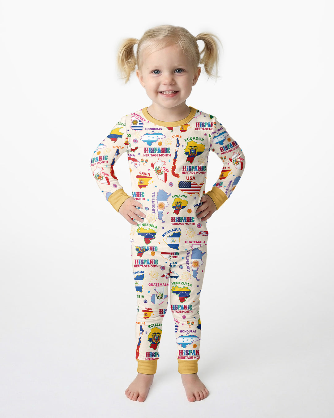 Hispanic Heritage Month Country Flags Bamboo Two Piece Long Sleeve Pajama Set