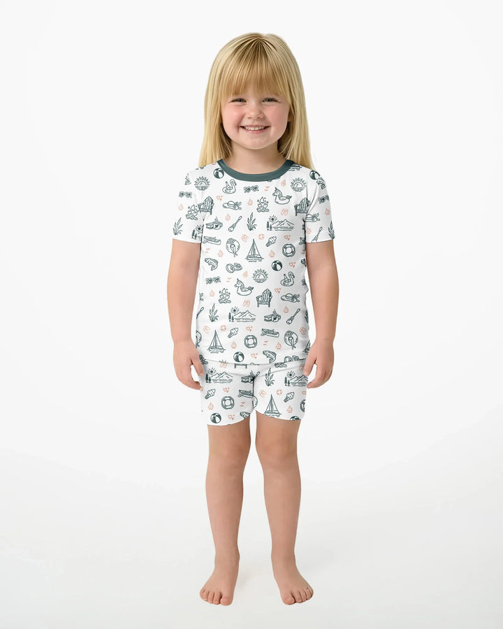 Lake Vibe Bamboo Two Piece Short Sleeve Shorts Pajama Set