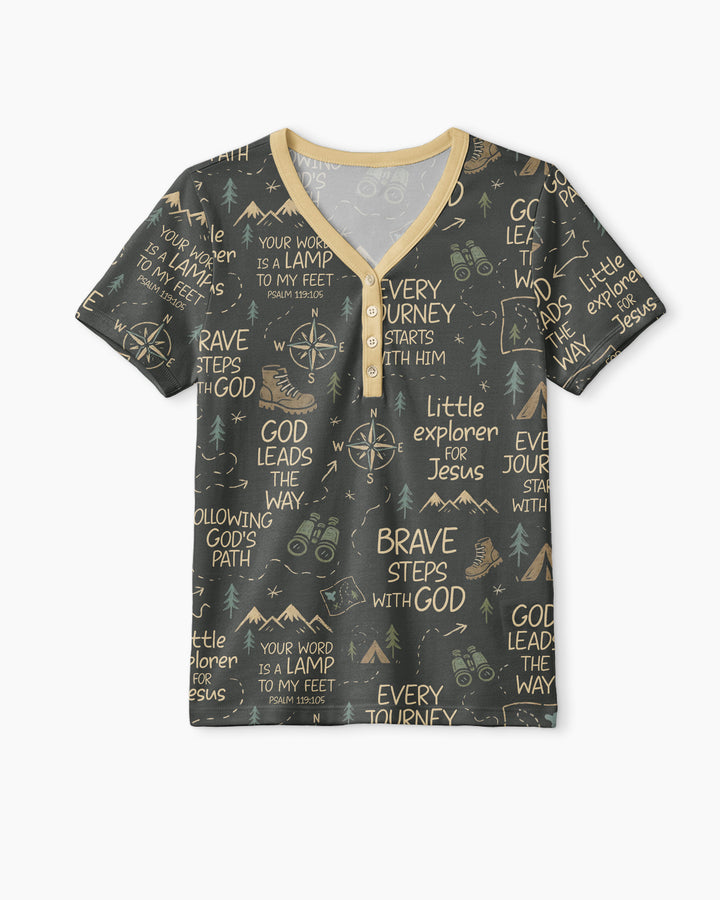 Little Explorer God Leads The Way Bamboo Women Short Sleeve Short Pajama Set