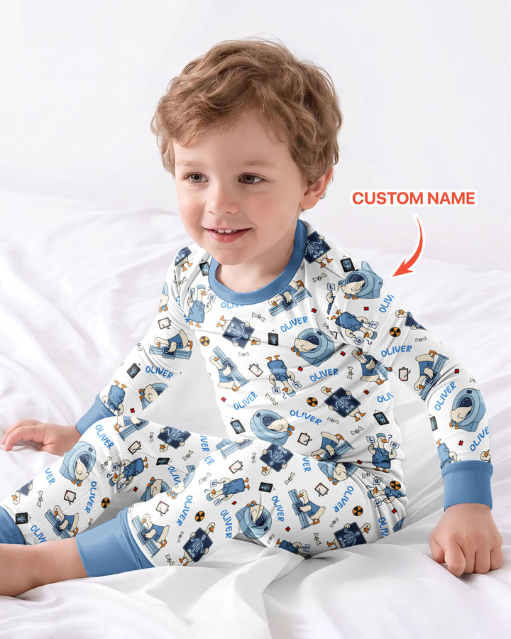 Zweiteiliges Langarm-Pyjama-Set mit Sommerfrüchten