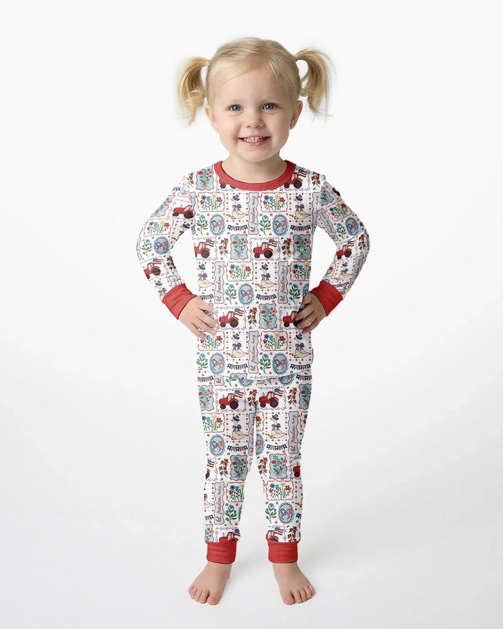 Zweiteiliges Langarm-Pyjama-Set mit Sommerfrüchten