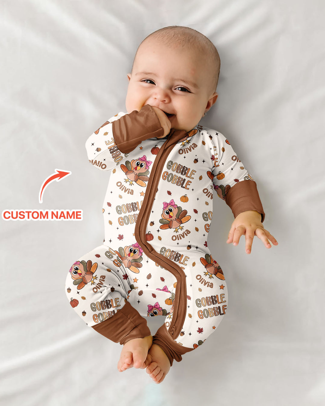 Custom Name Gobble Gobble Bamboo Convertible Zippy