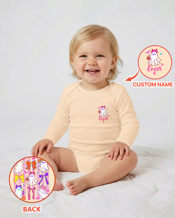Personalized Coquette Ghost Halloween Bamboo Bodysuit