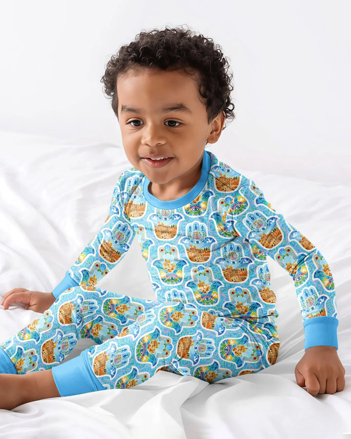 Zweiteiliges Langarm-Pyjama-Set mit Sommerfrüchten