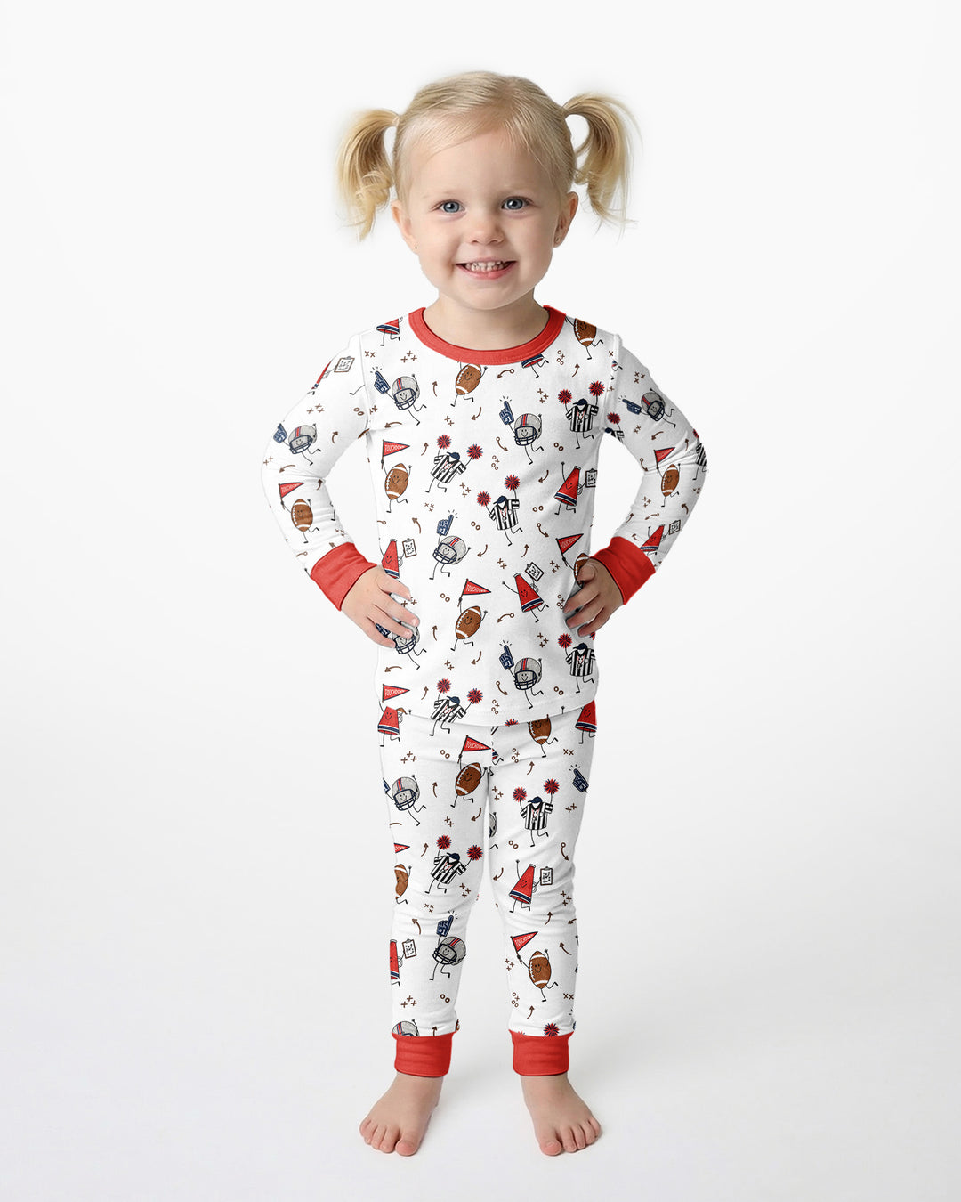 Happy Football Doodles Bamboo Two Piece Long Sleeve Pajama Set