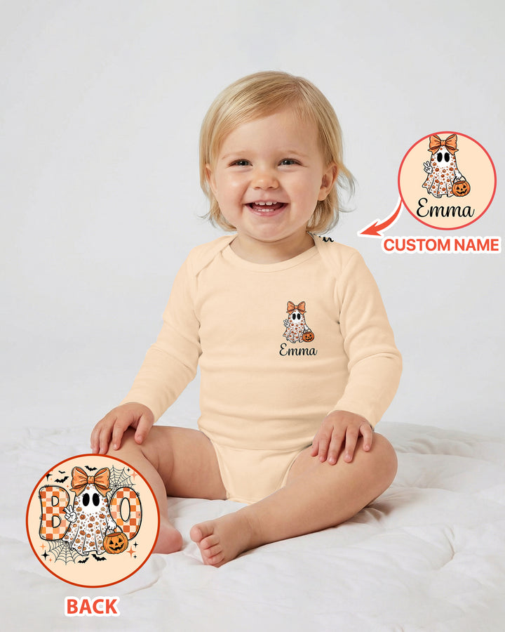 Personalized Baby Girl Halloween Ghost Bamboo Bodysuit