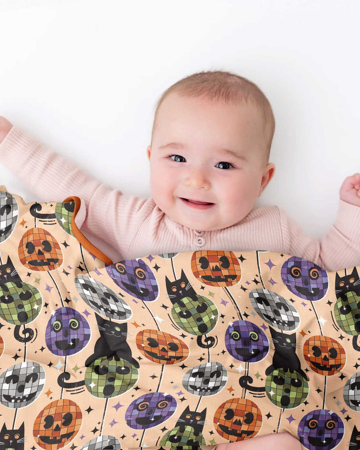 Groovy Halloween Disco Cat Bamboo Blanket