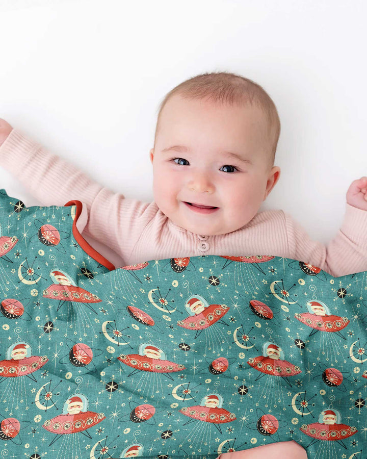 Atomic Santas in Space Bamboo Blanket