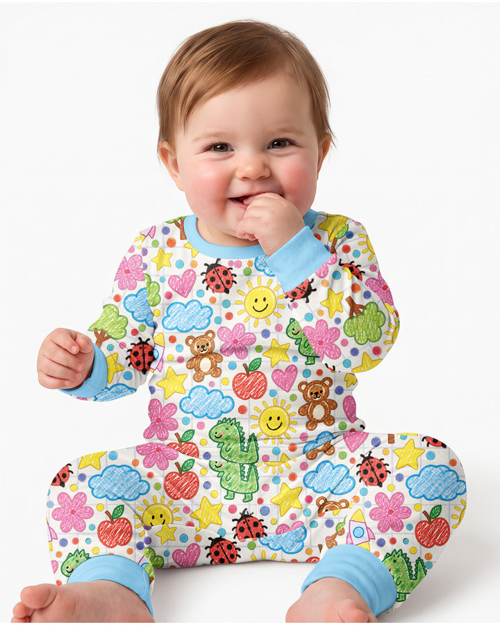 Baby Cute Draw Bamboo Two Piece Long Sleeve Pajama Set