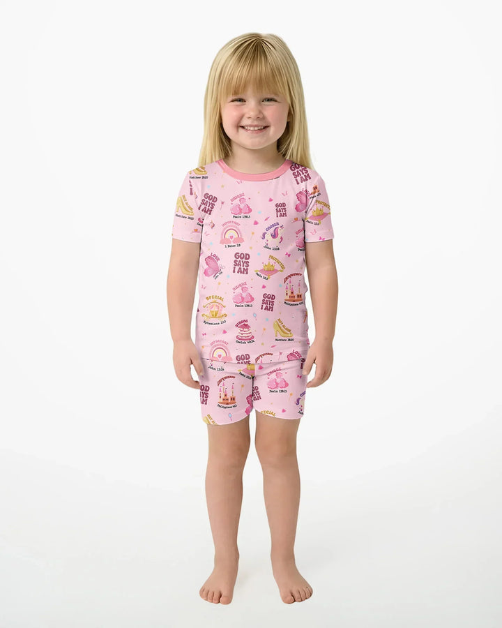 Zweiteiliges Pyjama-Set mit kurzen Ärmeln und Shorts im Sommer-Design