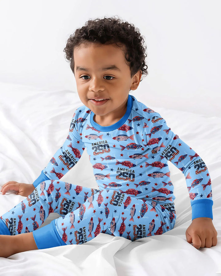 Zweiteiliges Langarm-Pyjama-Set mit Sommerfrüchten