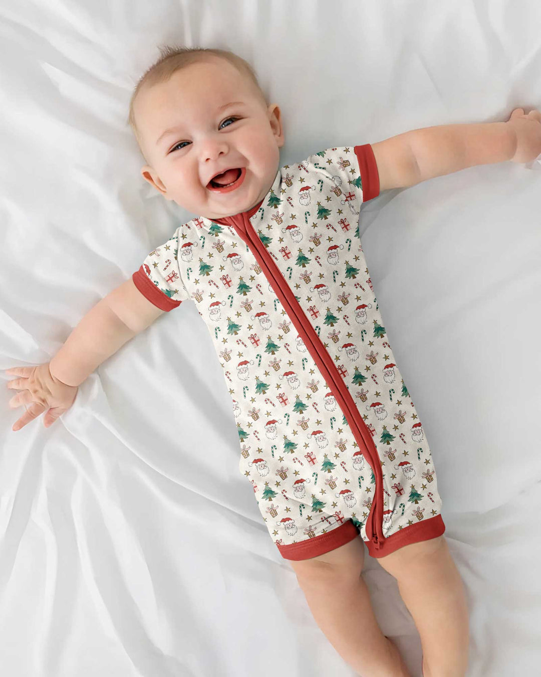 Snowy Santa Bamboo Shorty Zippy