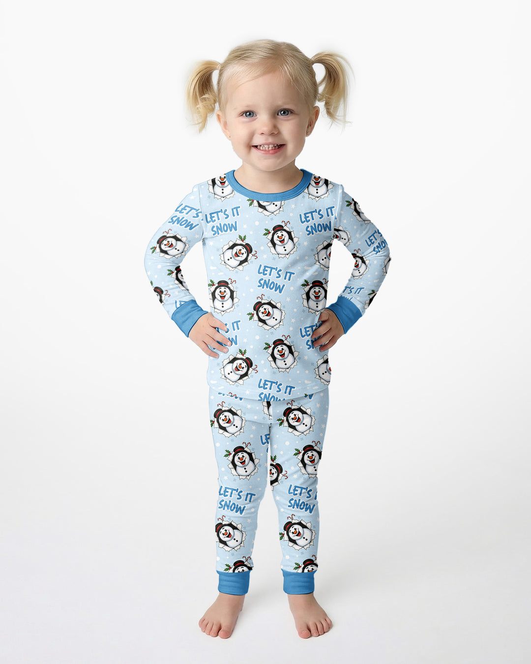 Funny Snowman Bamboo Two Piece Long Sleeve Pajama Set