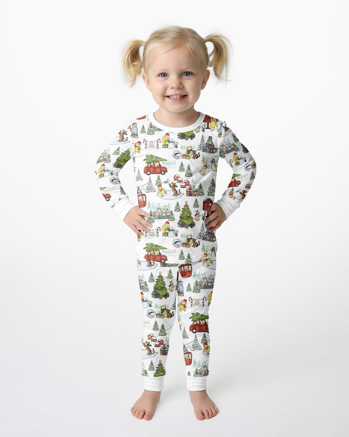 Holiday Village Friends Bamboo Two Piece Long Sleeve Pajama Set