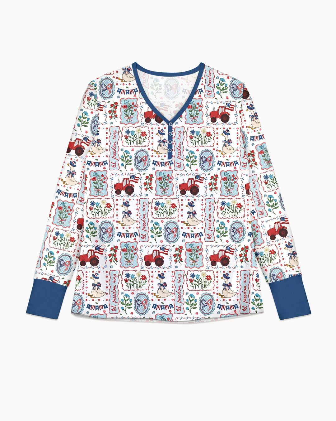 Patriotisches USA "Silly Goose" Familien-Schlafanzug-Set aus Bambus für Damen