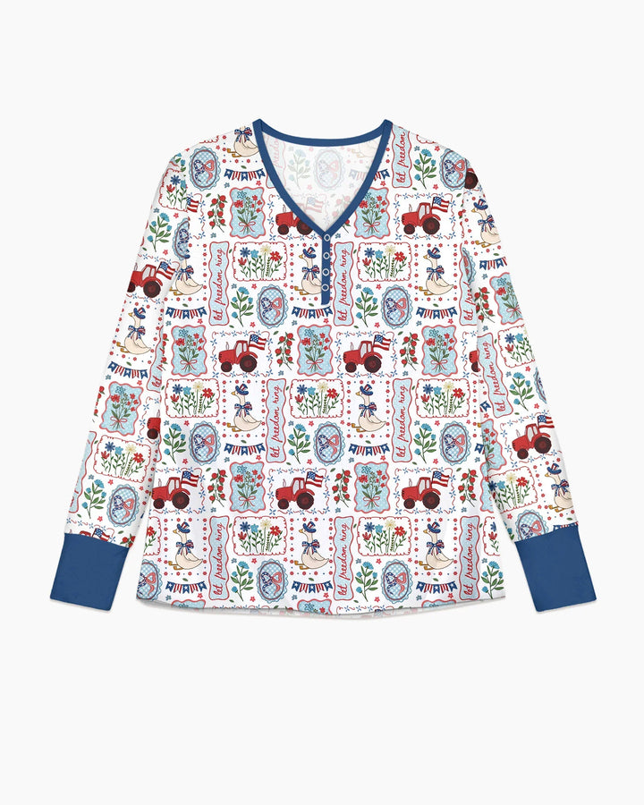 Patriotisches USA "Silly Goose" Familien-Schlafanzug-Set aus Bambus für Damen
