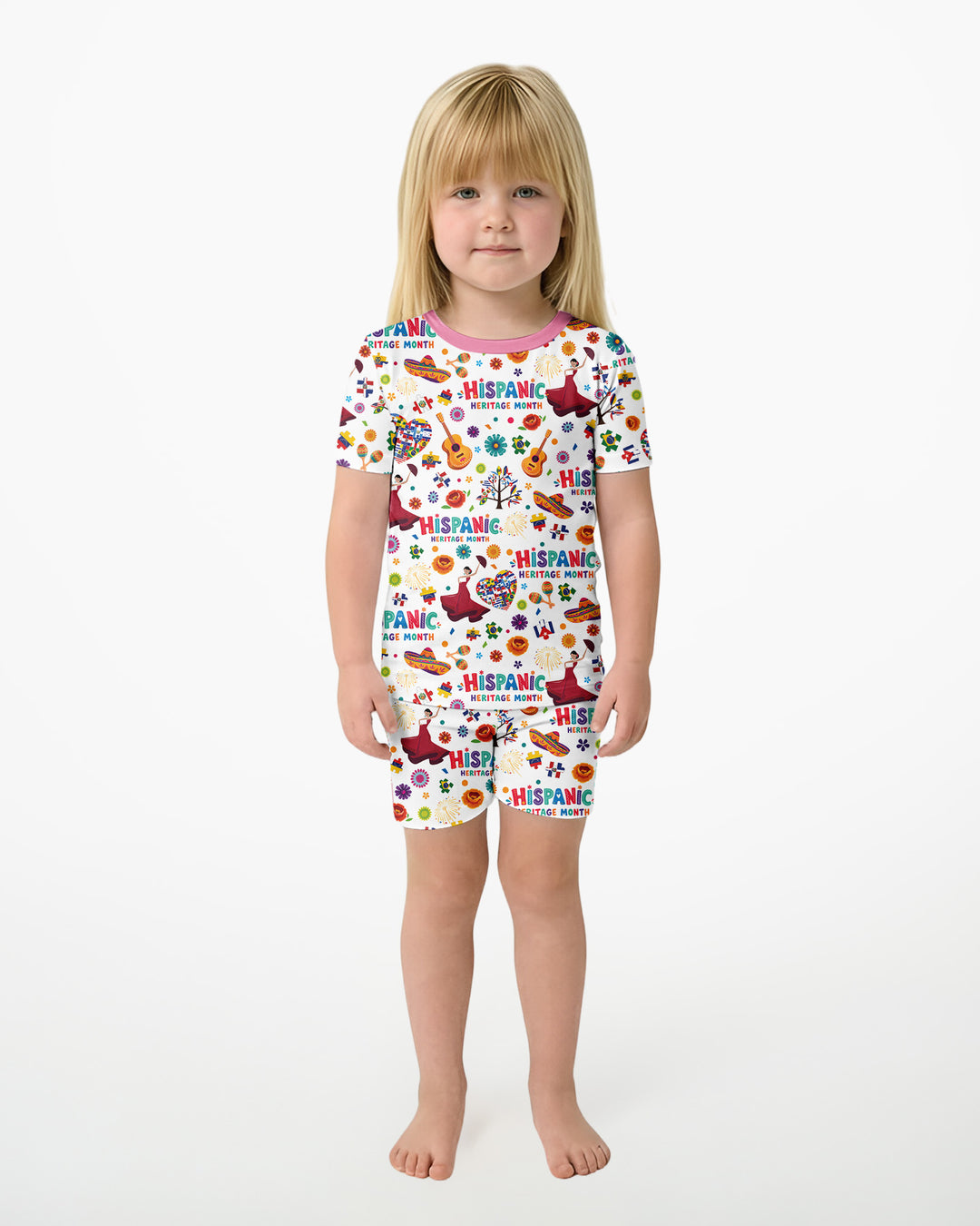 Template Zweiteiliges Pyjama-Set mit kurzen Ärmeln und Shorts