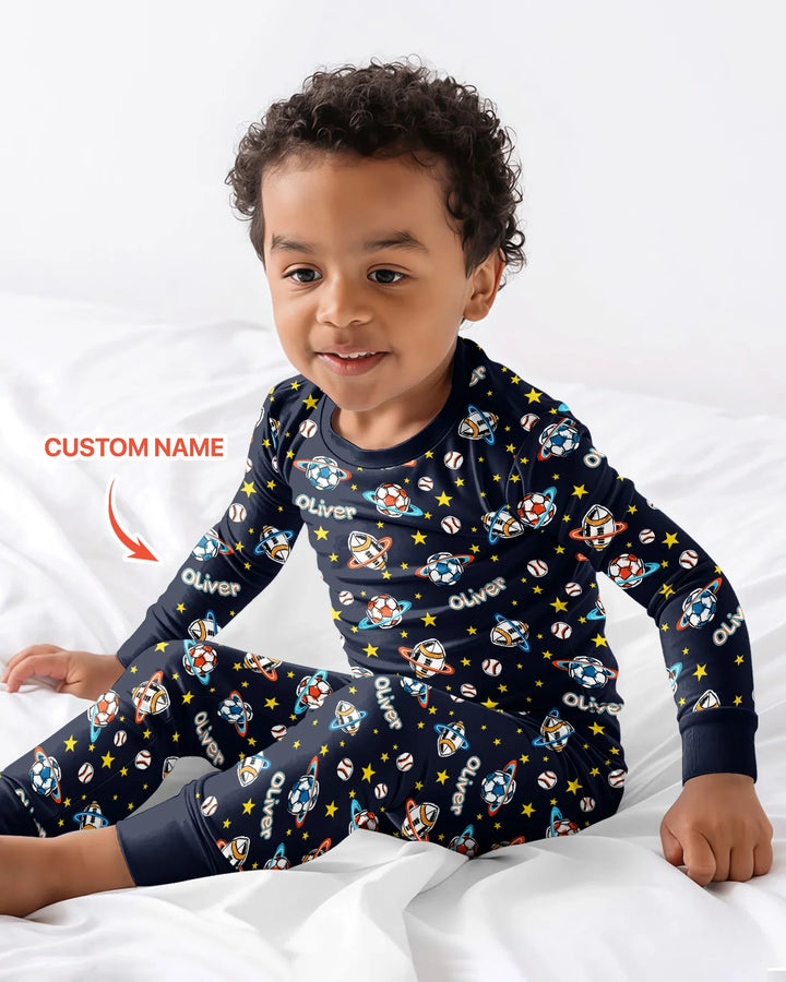 Zweiteiliges Langarm-Pyjama-Set mit Sommerfrüchten