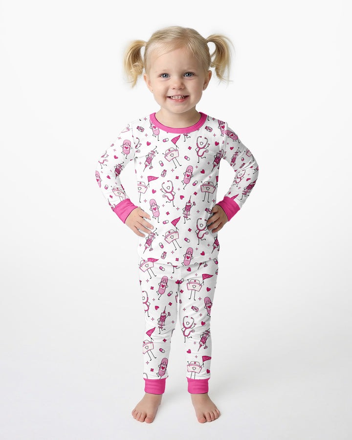 Zweiteiliges Langarm-Pyjama-Set mit Sommerfrüchten