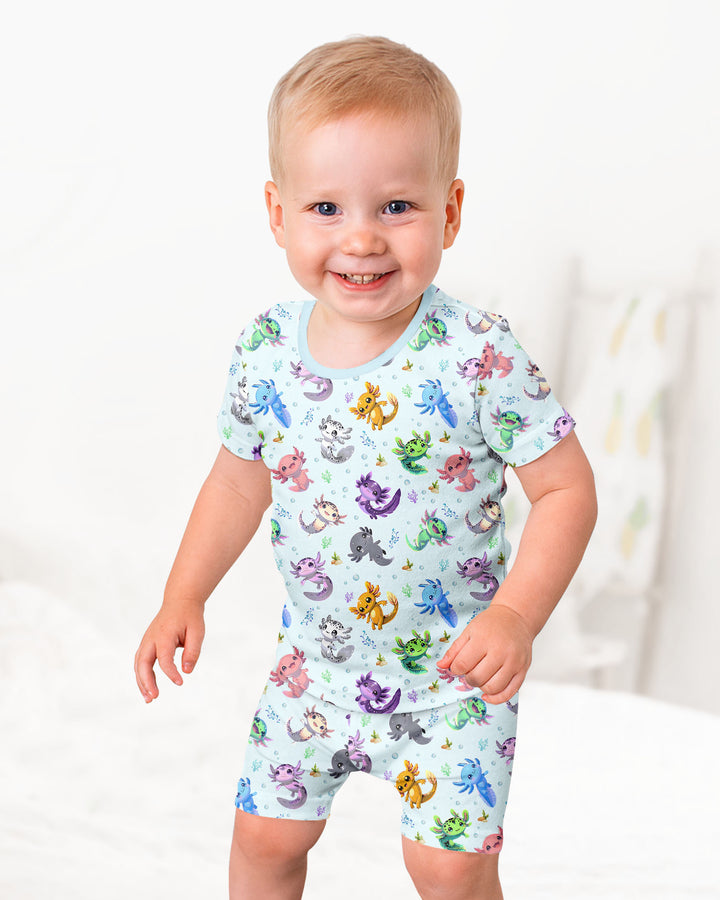 Schlafanzug-Set zweiteilig, kurze Ärmel, kurze Hose, Bambus