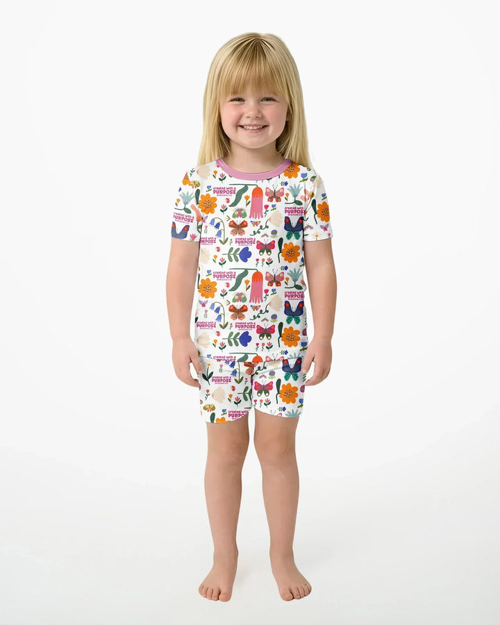 Zweiteiliges, kurzärmliges Pyjama-Set mit Marienkäfern