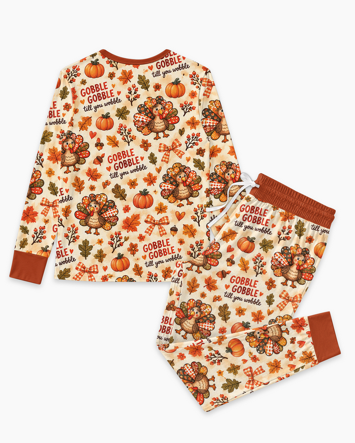 Gobble Gobble Till You Wobble Bamboo Women Pajama Set