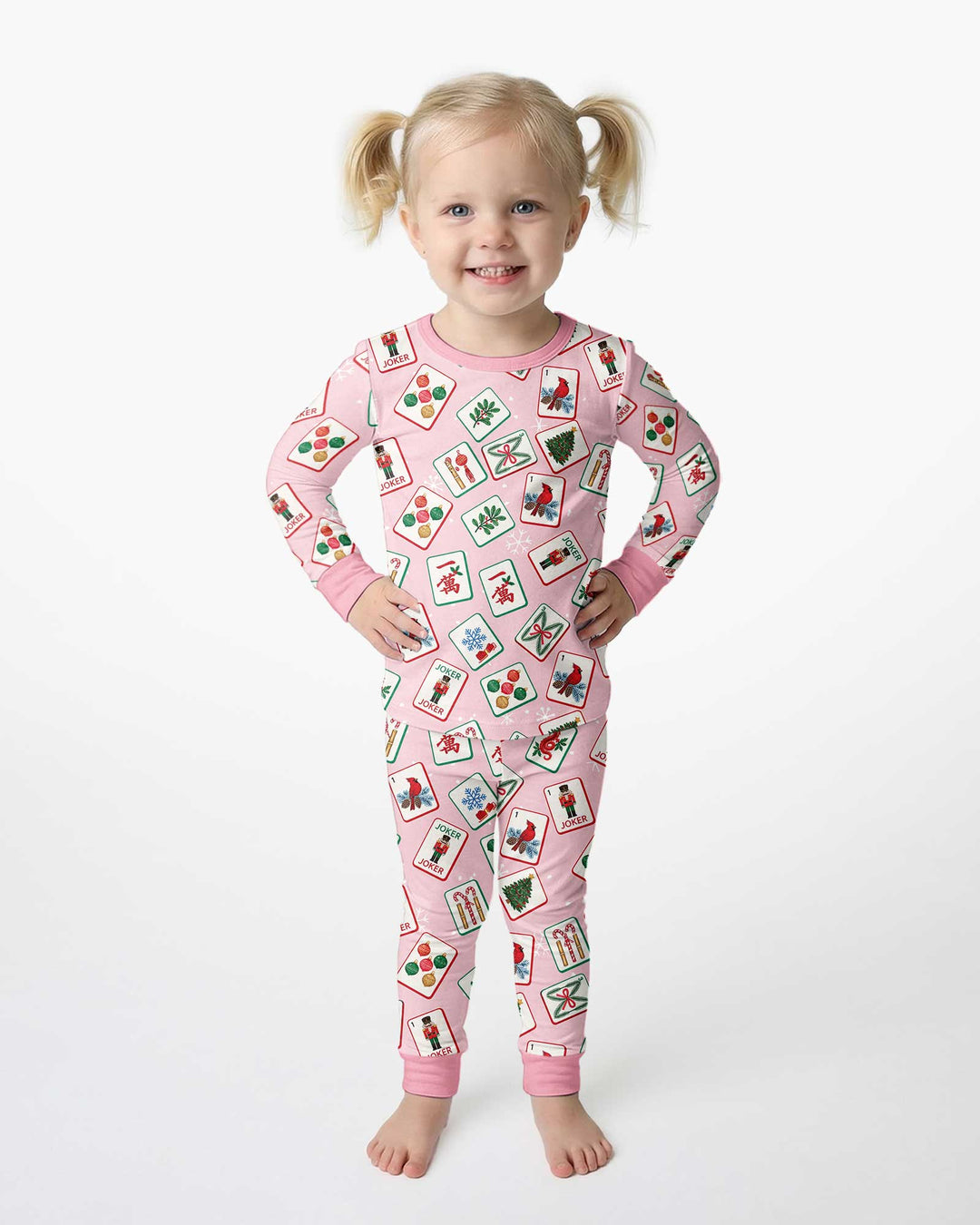 Christmas Mahjong  Bamboo Two Piece Long Sleeve Pajama Set