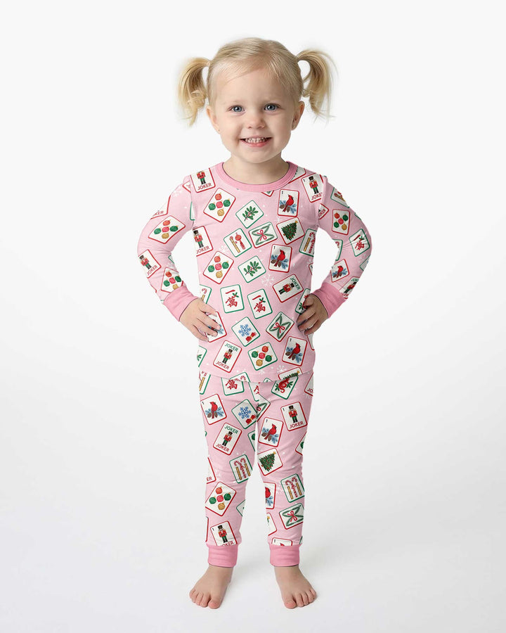 Christmas Mahjong  Bamboo Two Piece Long Sleeve Pajama Set