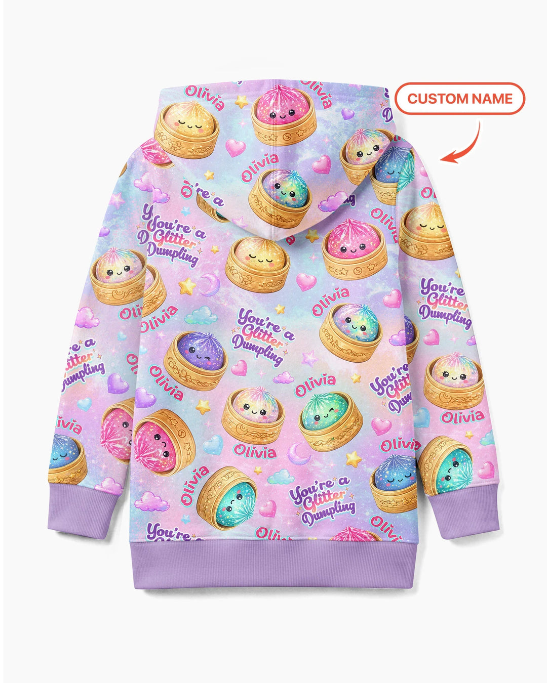 Custom Name You're A Glitter Dumpling Bamboo Zip Hoodie