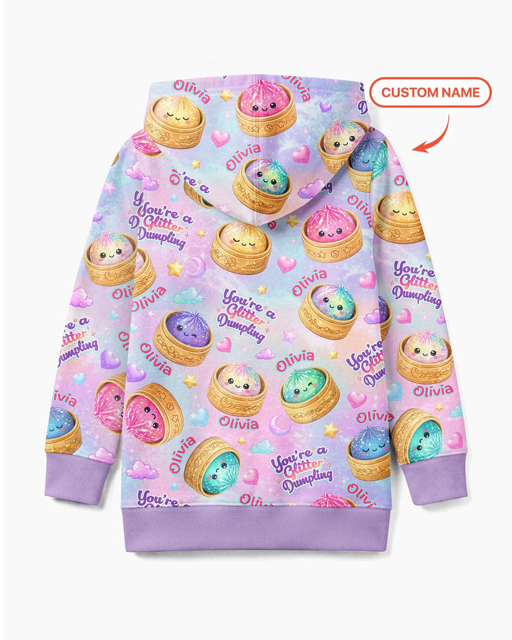 Custom Name You're A Glitter Dumpling Bamboo Zip Hoodie