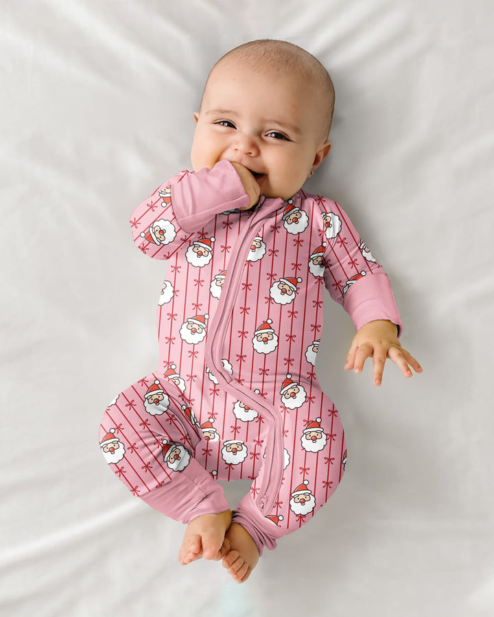 Pink Santa Bow Stripe Christmas Bamboo Convertible Zippy