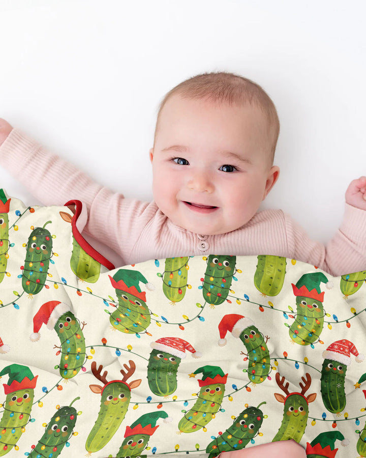 Cheerful Christmas Pickle Bamboo Blanket