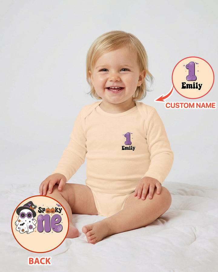 Personalized Spooky One Coquette Halloween Birthday Bamboo Bodysuit