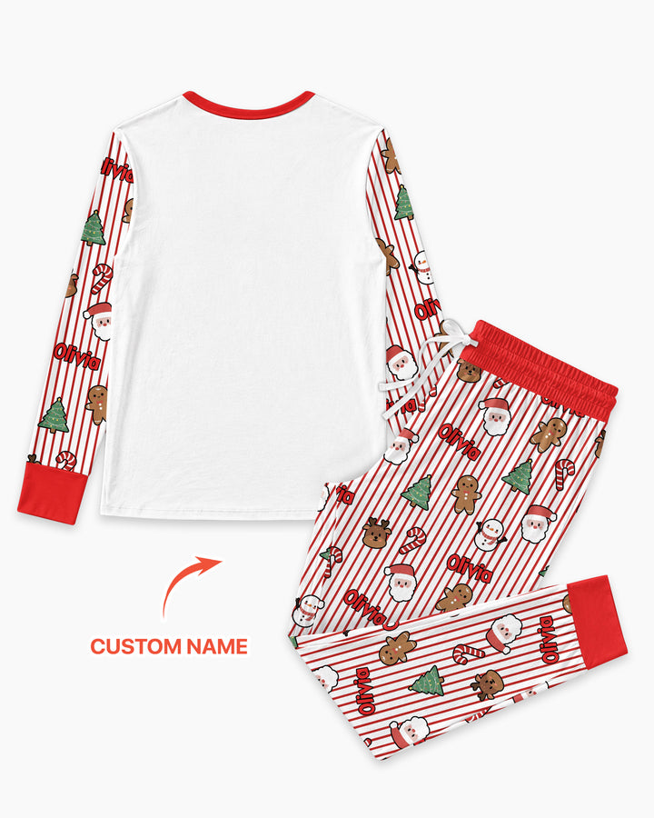Custom Name Funny Christmas Crossing Bamboo Women Pajama Set