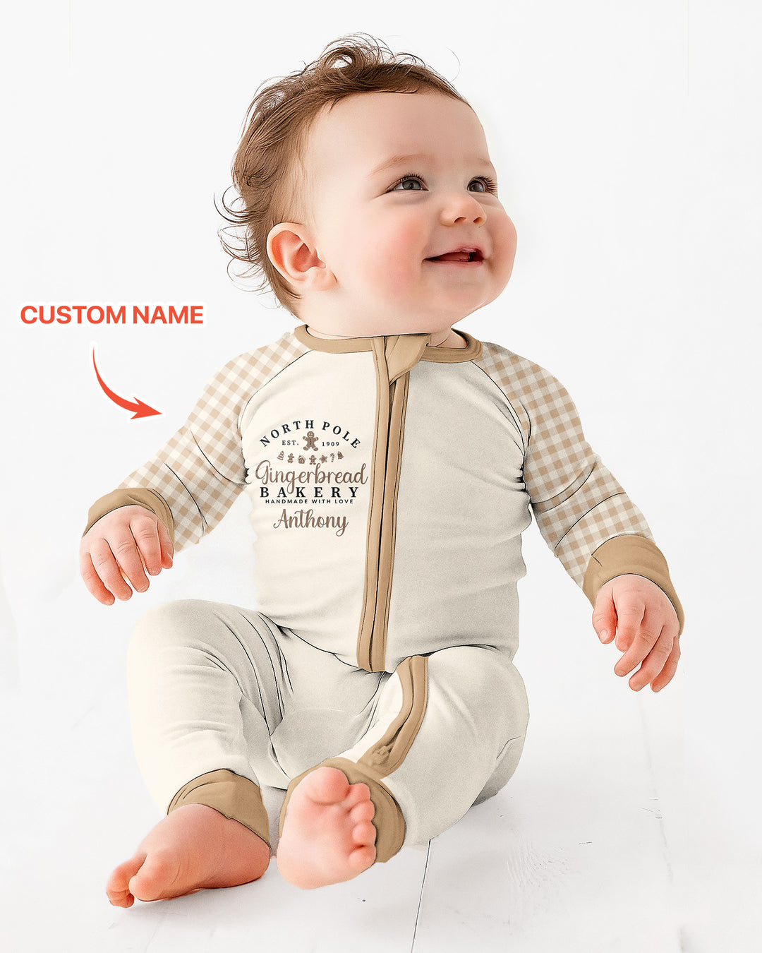 Custom Name Gingerbread Bakery Bamboo Convertible Zippy