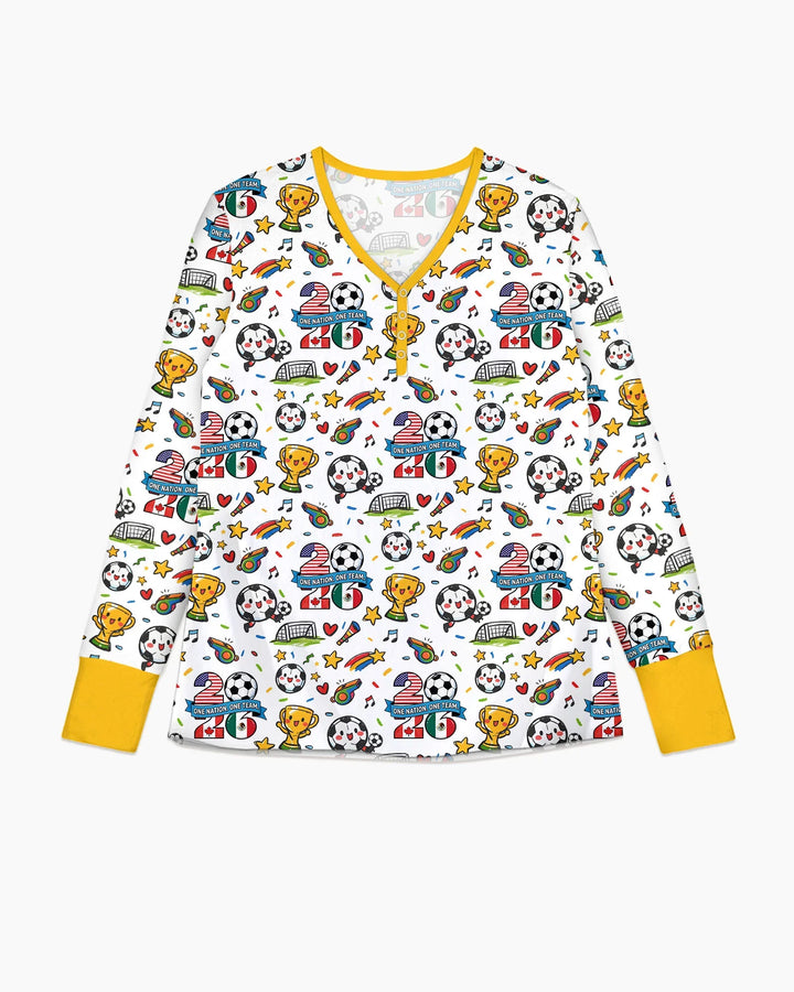 Fußballfieber 2026 Familien-Bambus-Pyjama-Set für Damen
