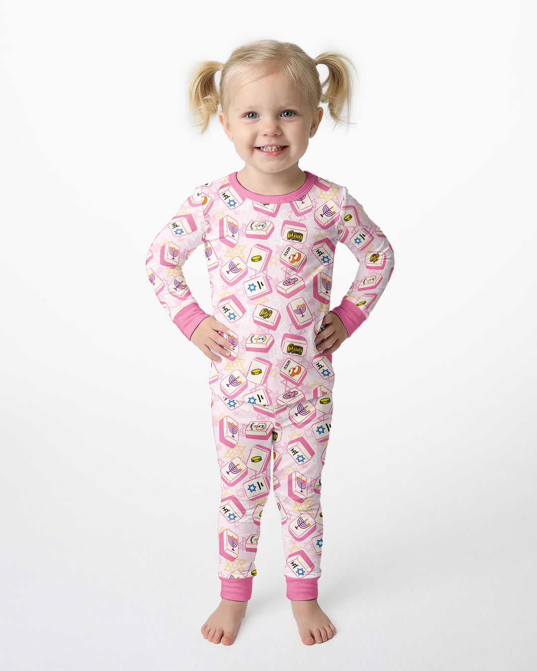 Hanukkah Mahjong Club Bamboo Two Piece Long Sleeve Pajama Set