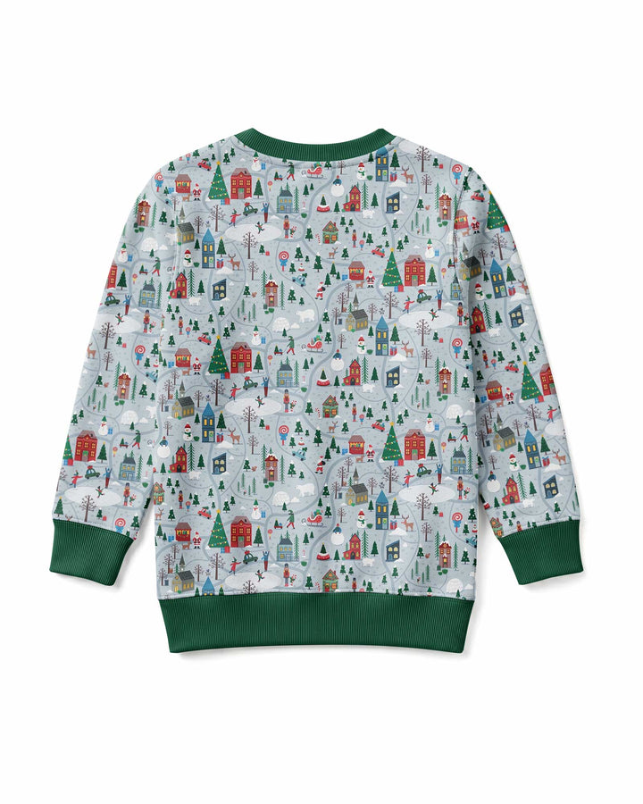 Snowy Christmas Village Map Bamboo Crewneck Sweatshirt