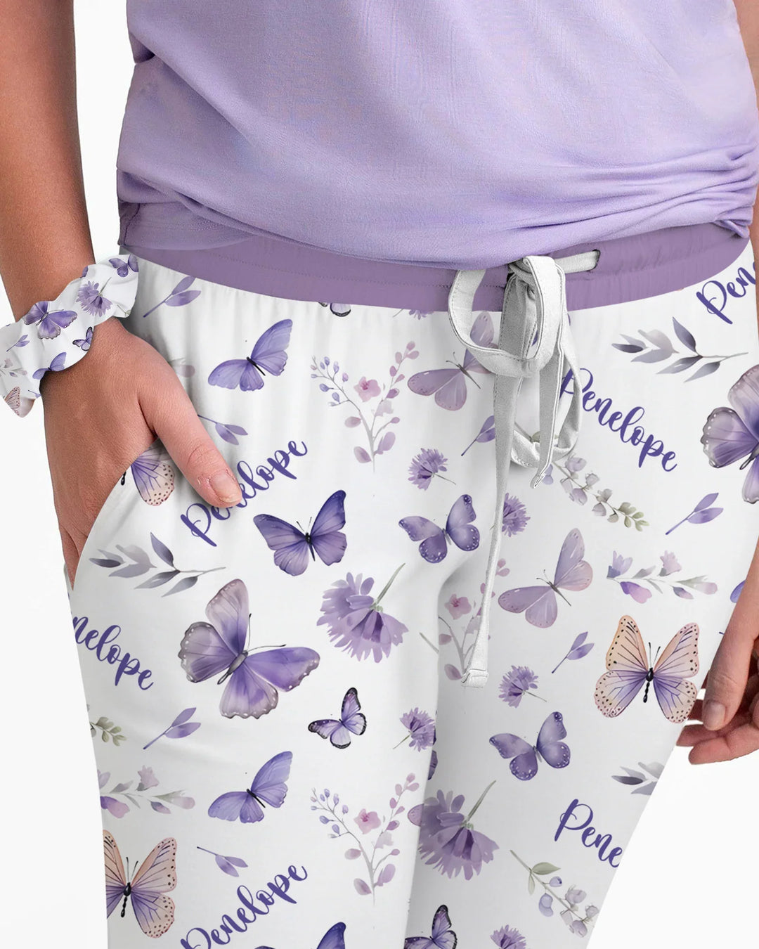 Benutzerdefinierter Name Fliederblüte Bambus Damen Pyjama-Set