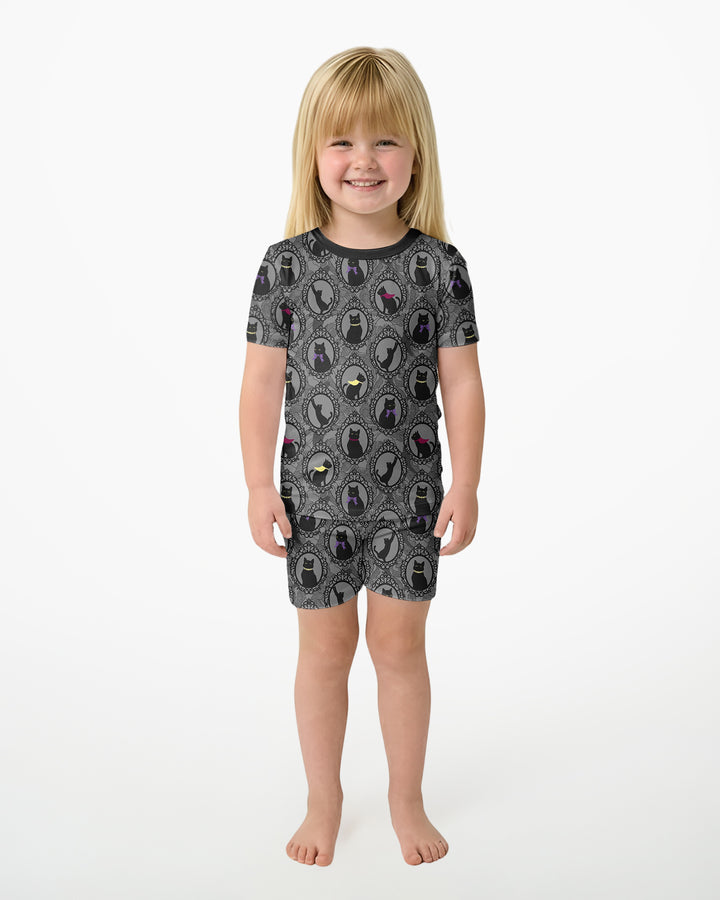 Midnight Cat Parade Bamboo Two Piece Short Sleeve Shorts Pajama Set