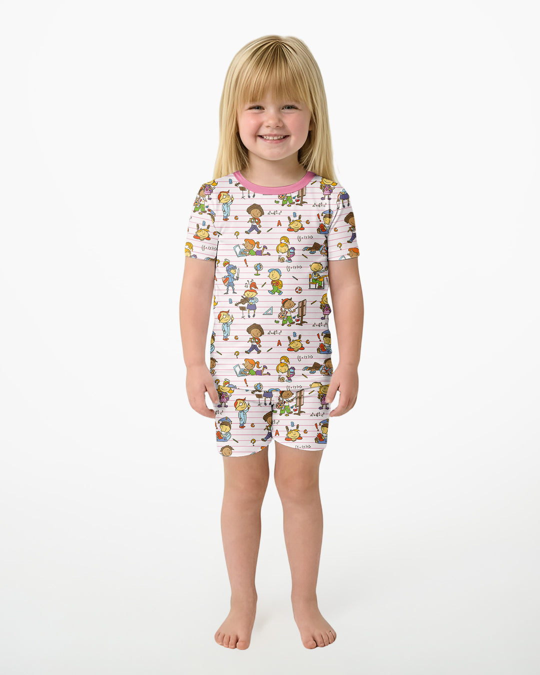 Template Zweiteiliges Pyjama-Set mit kurzen Ärmeln und Shorts